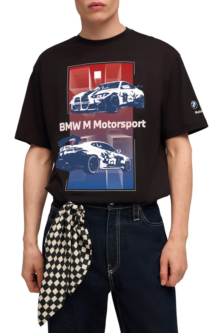 BMW M4 EVO Block Cotton Graphic T-Shirt, Main, color, PUMA BLACK