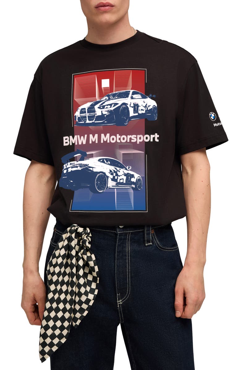 PUMA BMW M4 EVO Block Cotton Graphic T-Shirt, Main, color, Puma Black
