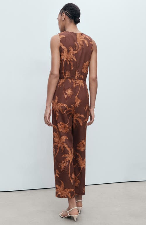 Mango Lyocell Jumpsuit Cut Out Knot Detail Brown In Brown