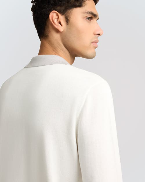 Onia Cotton Knit Long Sleeve Polo Sweatshirt In White