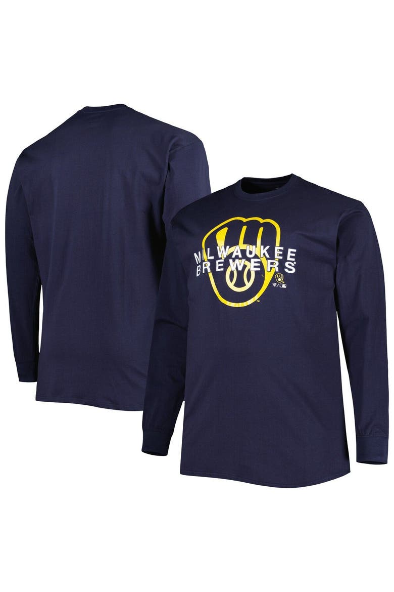 Men's Navy Milwaukee Brewers Big & Tall Long Sleeve T-Shirt, Alternate, color, Navy