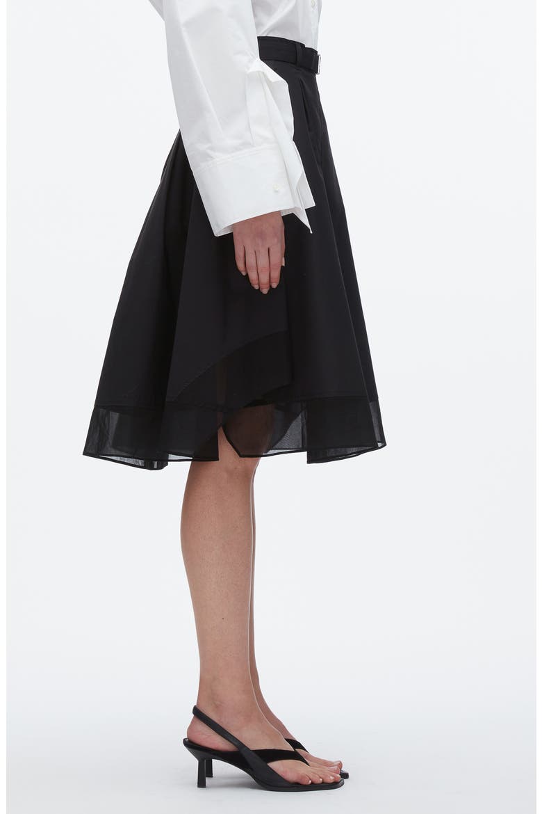Belted A-Line Chiffon Skirt, Alternate, color, BLACK