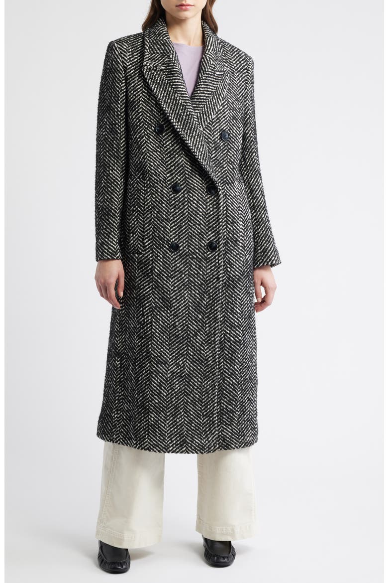 Covalli Longline Herringbone Coat, Alternate, color, GREY MULTI