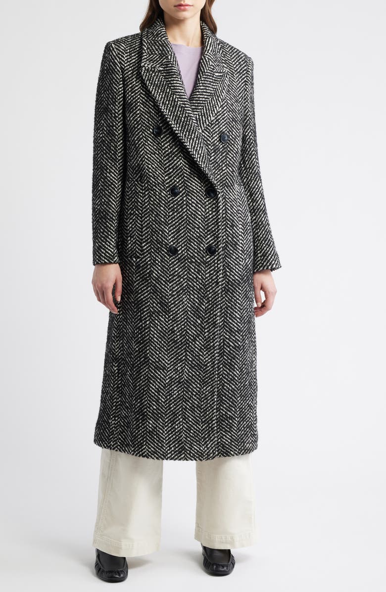 BOSS Orange Covalli Longline Herringbone Coat, Alternate, color, Grey Multi