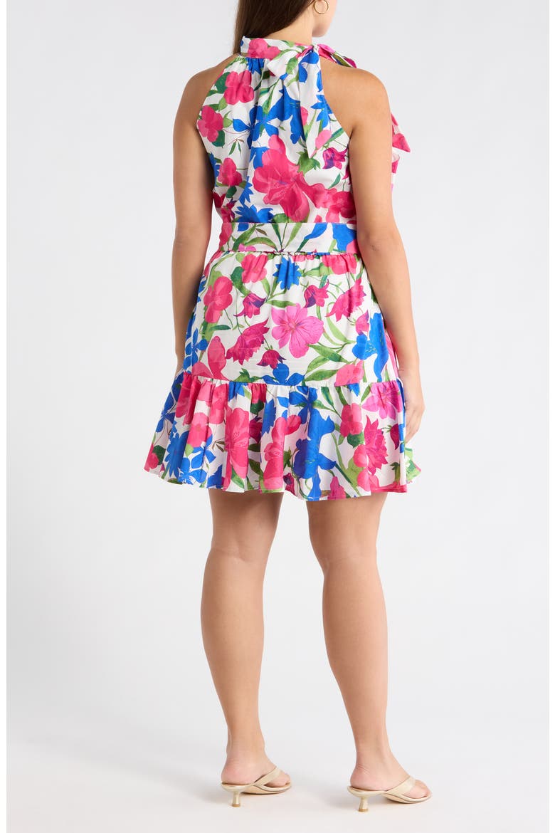 Liran Floral Melis Halter Minidress, Alternate, color, PINK-BLUE