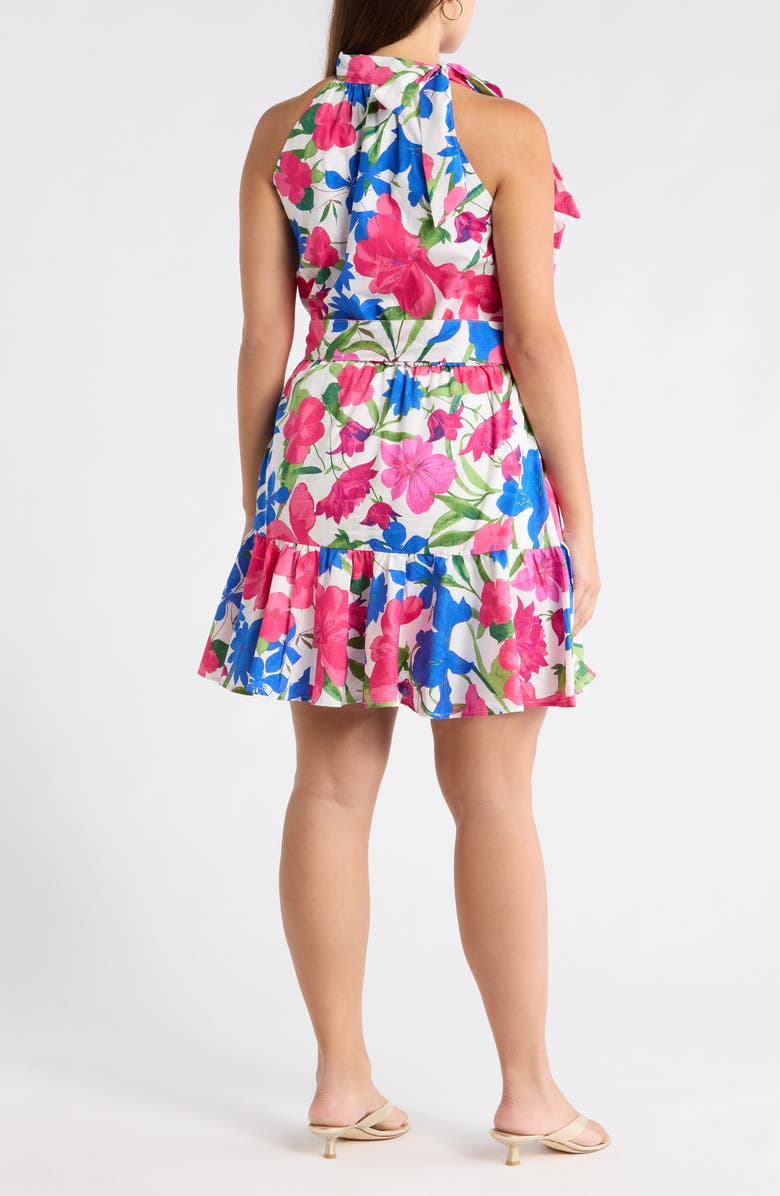 SUGARLIPS Liran Floral Melis Halter Minidress, Alternate, color, Pink-Blue