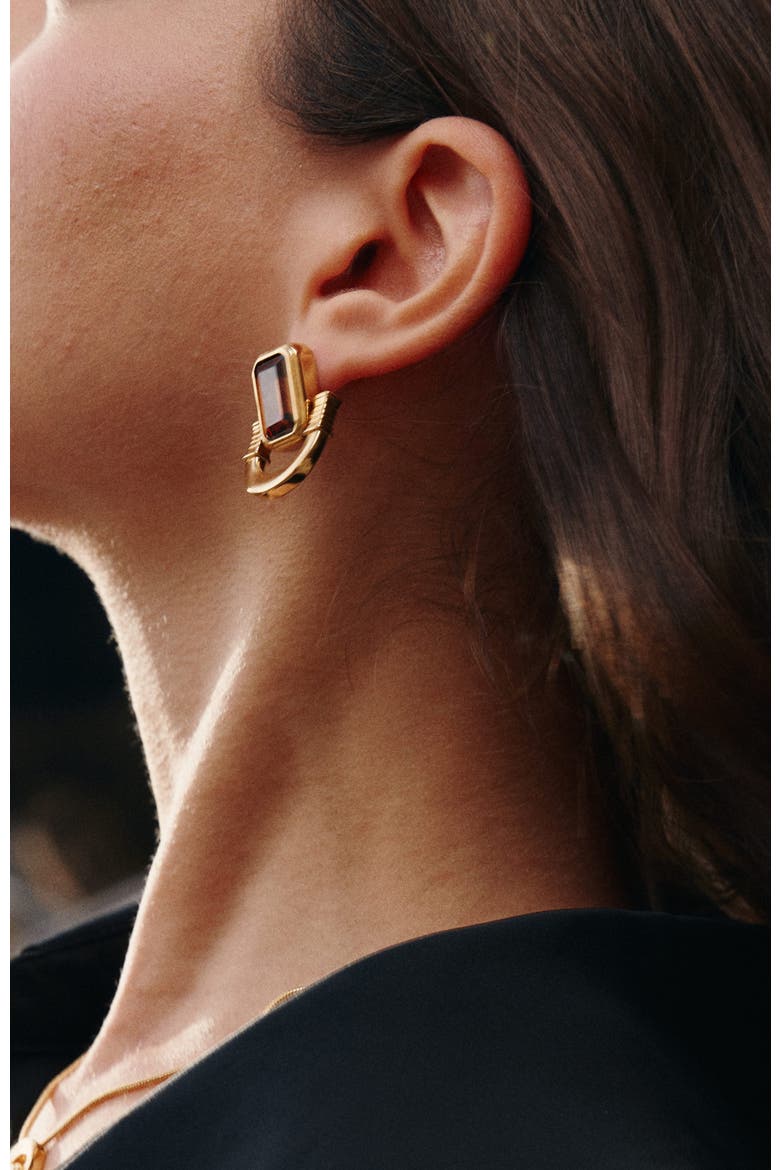Olympieion Earrings, Alternate, color, Brown & Gold