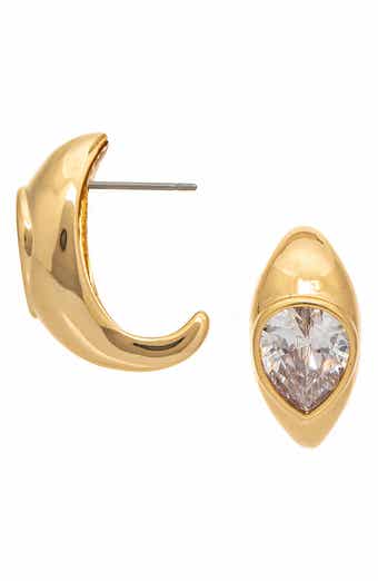 18k Gold Plated Cubic Zirconia Huggie Hoop Earrings