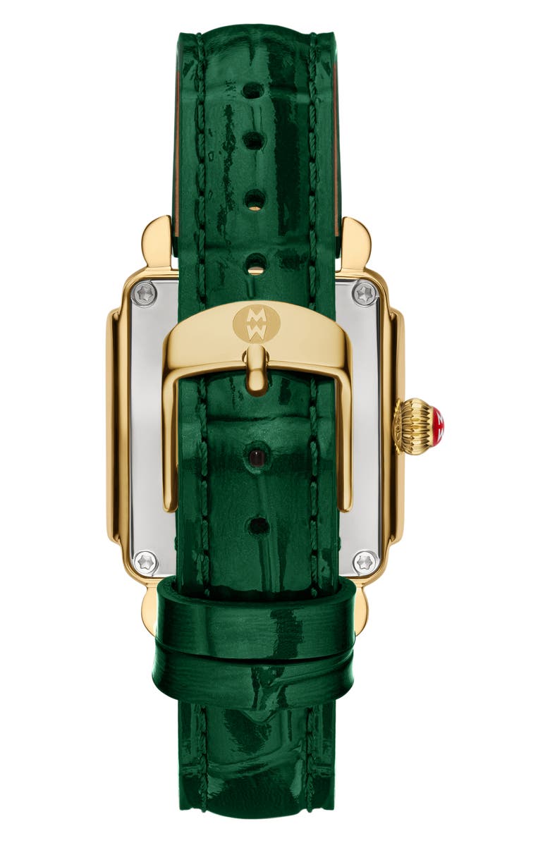 MICHELE Deco Sport Mid Leather Strap Watch, 29mm x 31mm, Alternate, color,