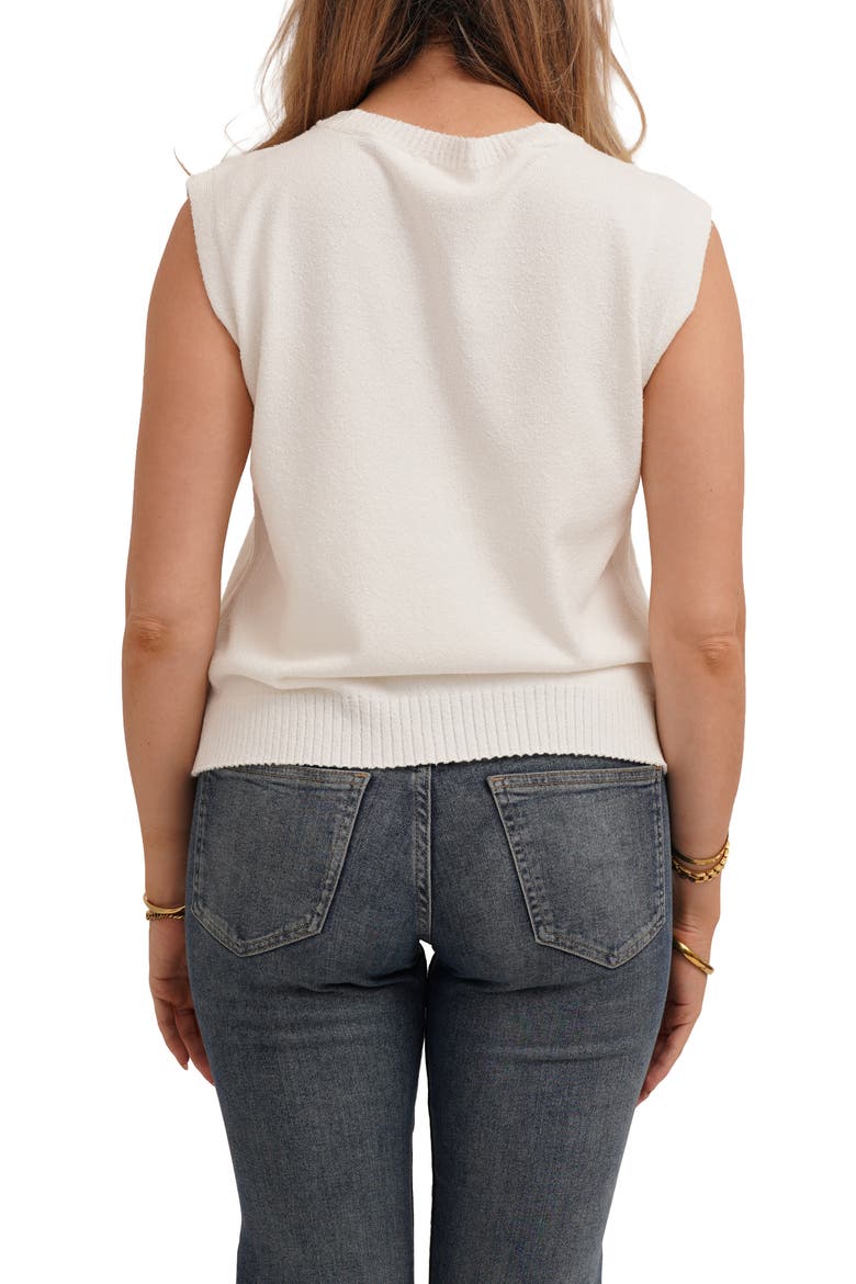 Sleeveless V-Neck Shell, Alternate, color, BONE