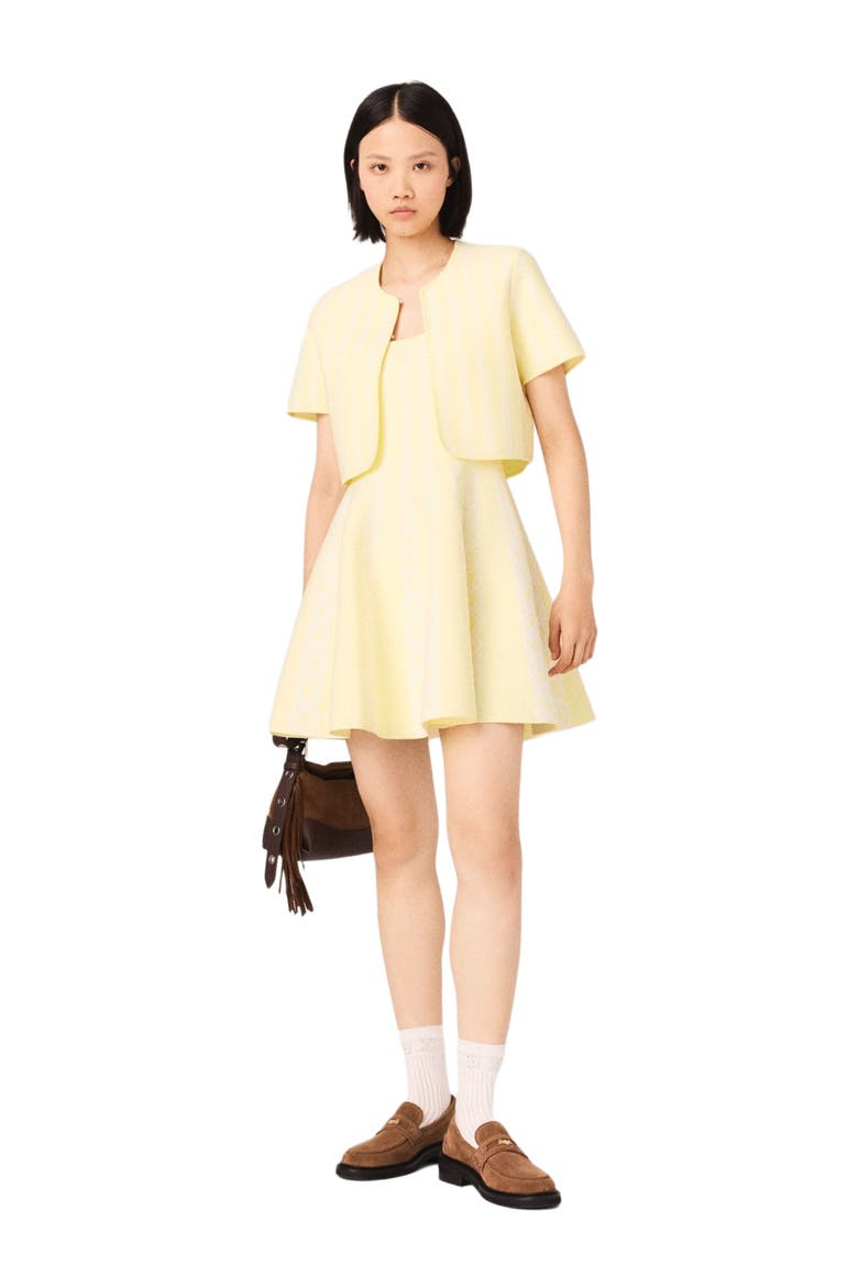 Cropped fancy knit cardigan, Main, color, Pale yellow