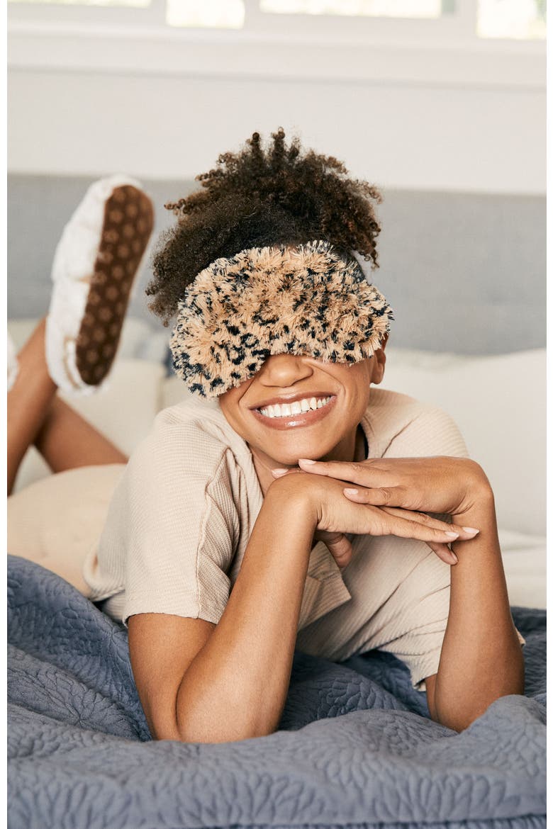 Plush Eye Mask, Main, color, Brown Multi Color