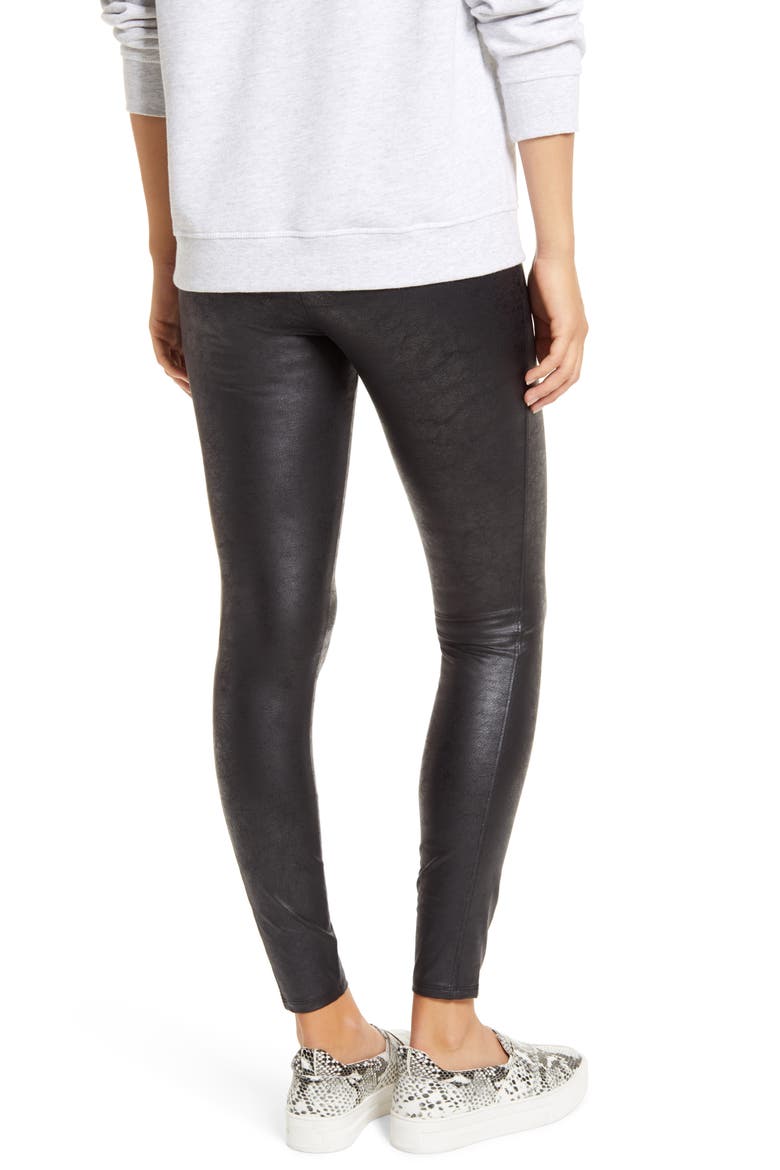 'Lyssentials Matilda Foil Leggings, Alternate, color, BLACK
