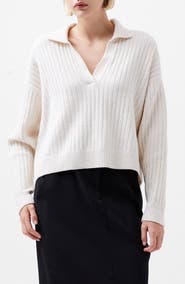 French Connection Vhari Rib Johnny Collar Sweater
