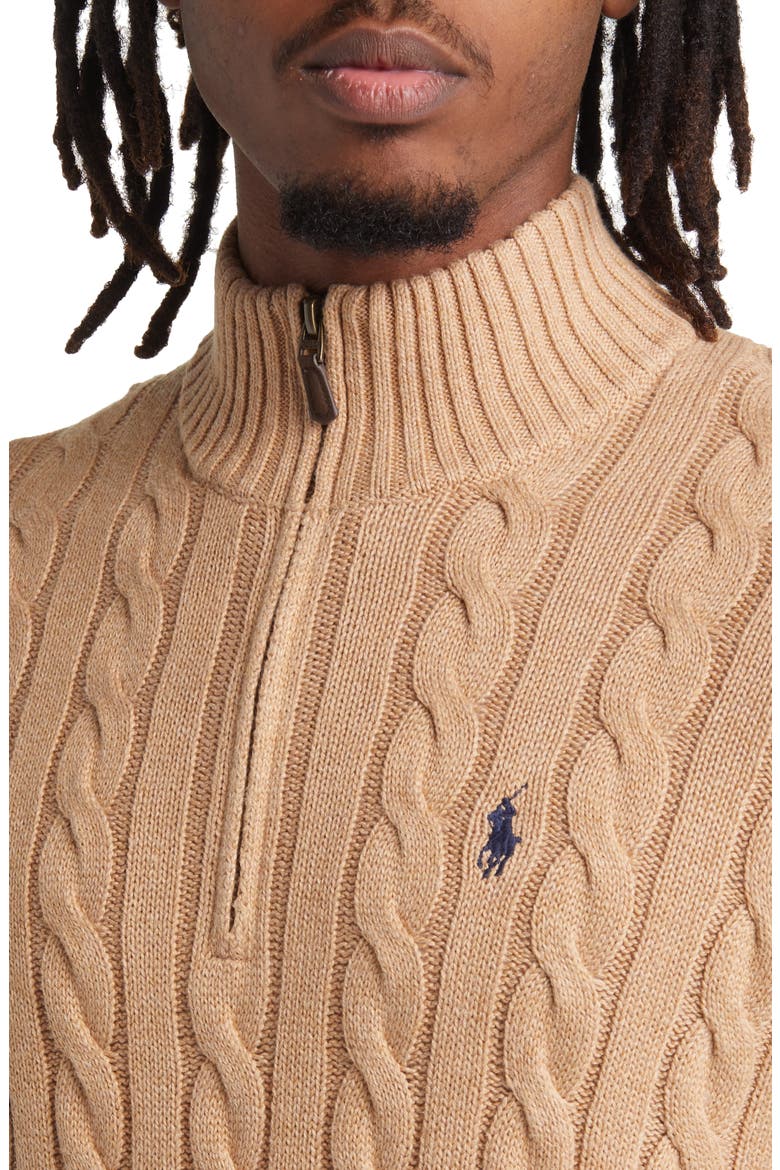 Cotton Cable Knit Sweater, Alternate, color, CAMEL MELANGE