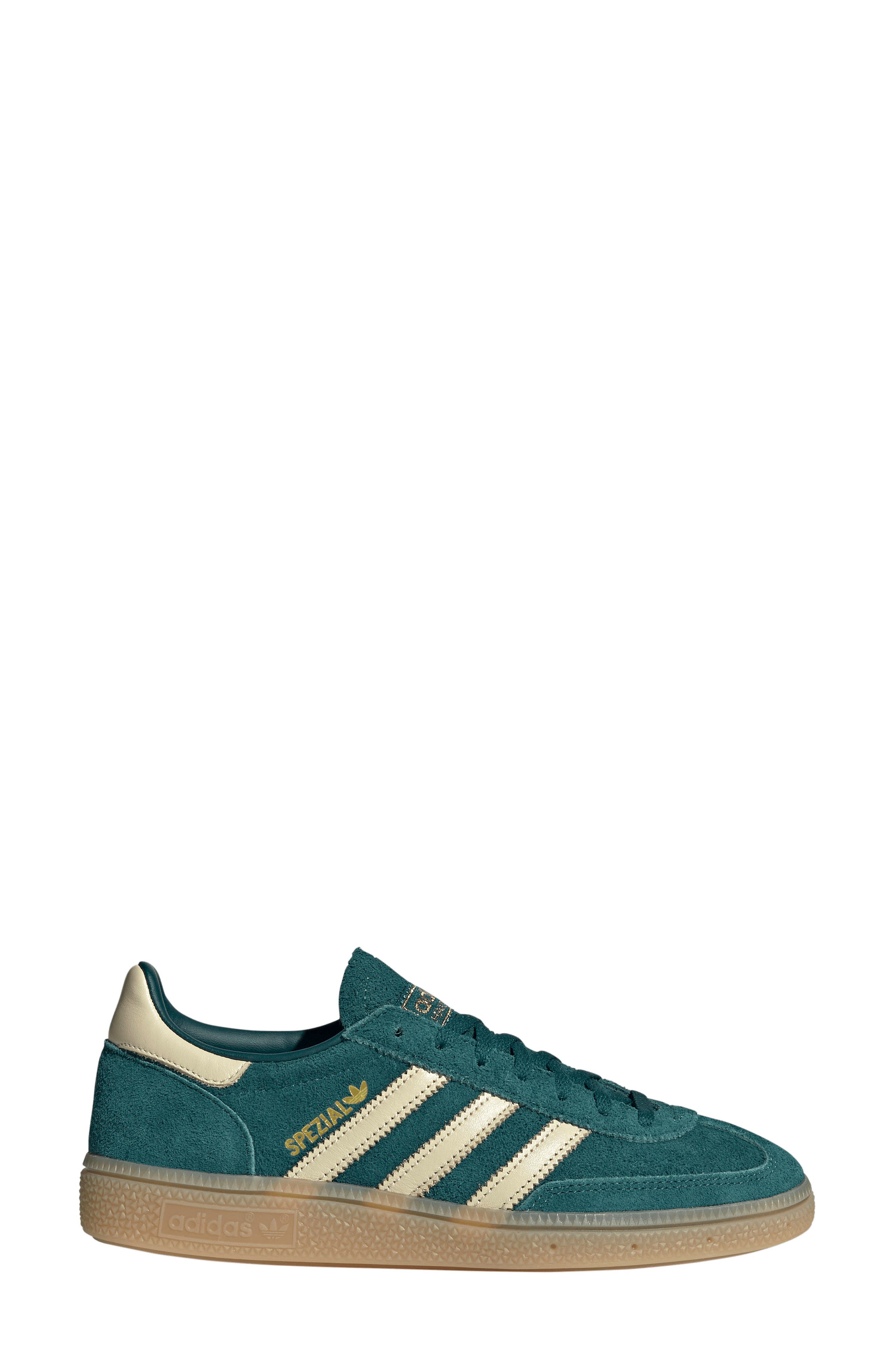 adidas Handball Spezial Sneaker, Alternate, color, Rich Green/ Vanilla/ Gold