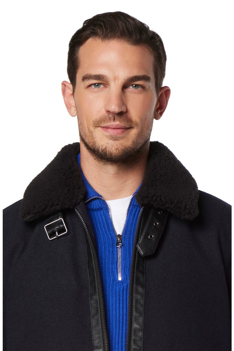 Hudson Water Resistant Faux Shearling Trim Jacket, Alternate, color, BLUE HEATHER