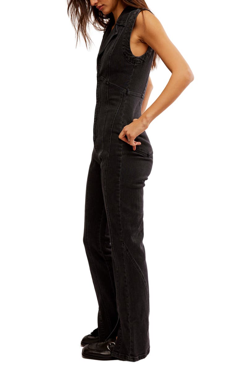 Free People CRVY Ring the Alarm Denim Jumpsuit, Alternate, color,