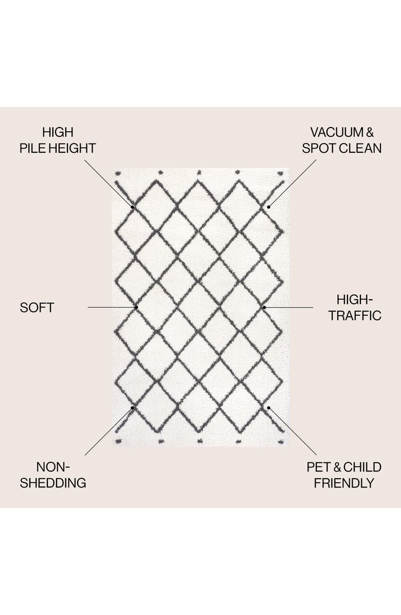 JONATHAN Y Cami Moroccan Style Diamond Shag Area Rug, Alternate, color, White/Gray