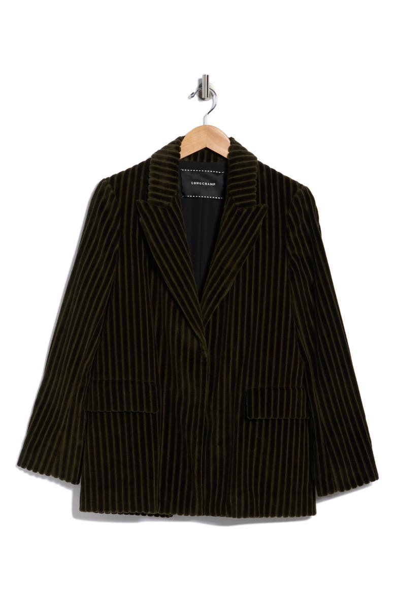 Longchamp Peak Lapel Corduroy Jacket, Main, color, Khaki