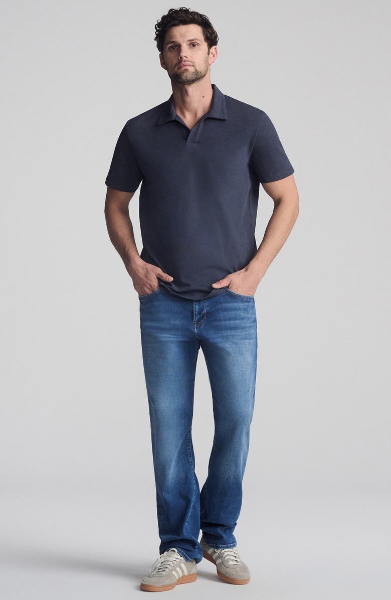 Mavi Jeans Solid Cotton Johnny Collar Polo, Alternate, color, India Ink