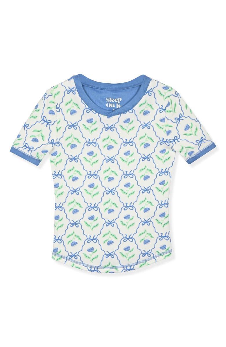 SLEEP ON IT Kids' 2-Piece Fitted Pajamas & Scrunchie Set, Alternate, color, Blue