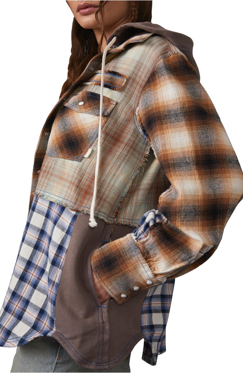Free People Blue Ridge Plaid Hooded Shirt Jacket, Alternate, color, 