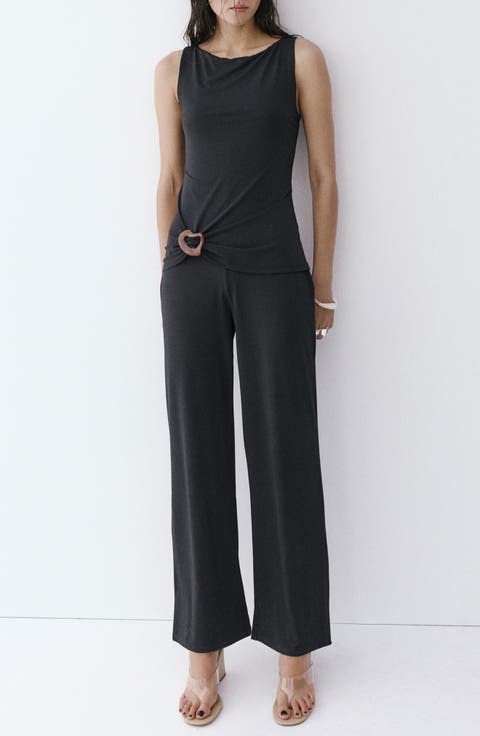 Wide Leg Jumpsuit with Resin Detail