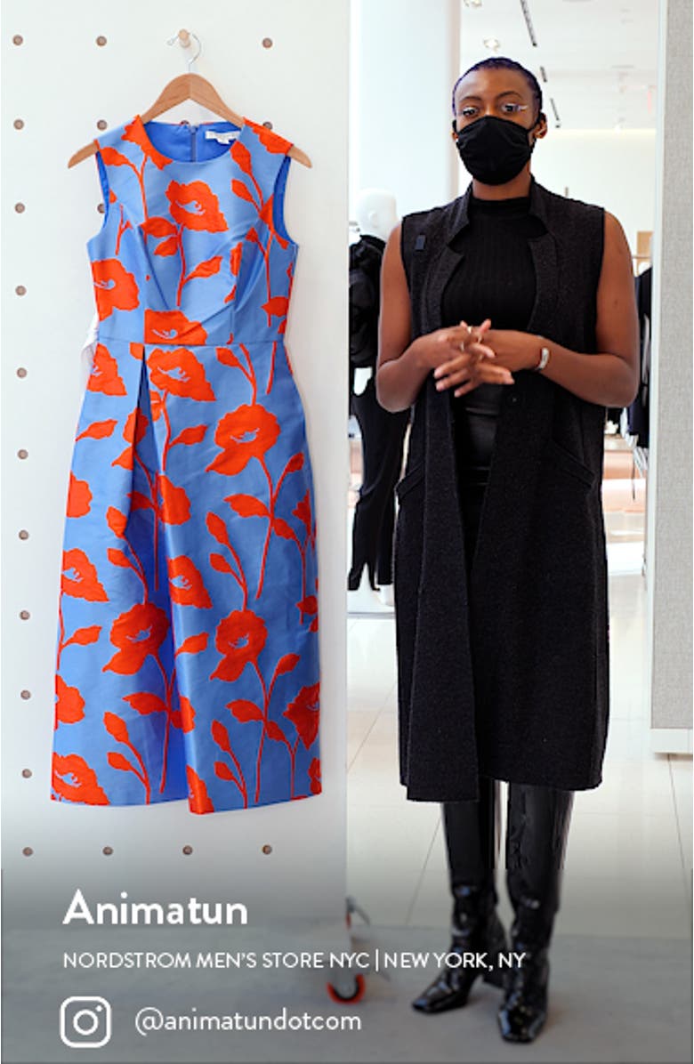 Floral Satin Jacquard Cocktail Dress, sales video thumbnail