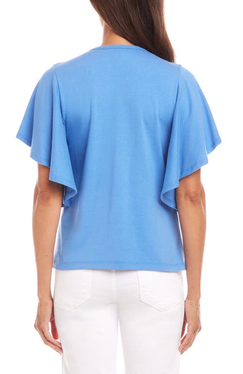 Karen Kane Flutter Sleeve T-shirt In Dusty Blue