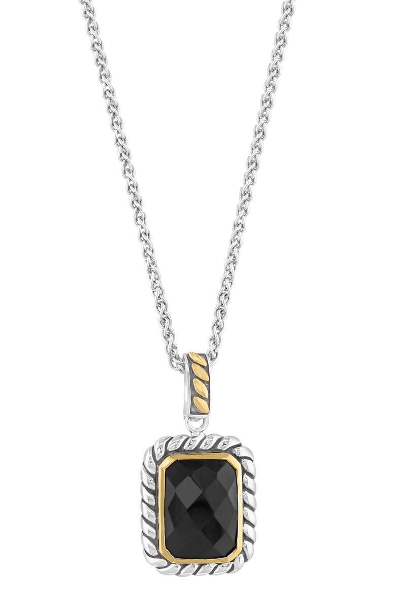 EFFY Two-Tone Onyx Pendant Necklace, Main, color,