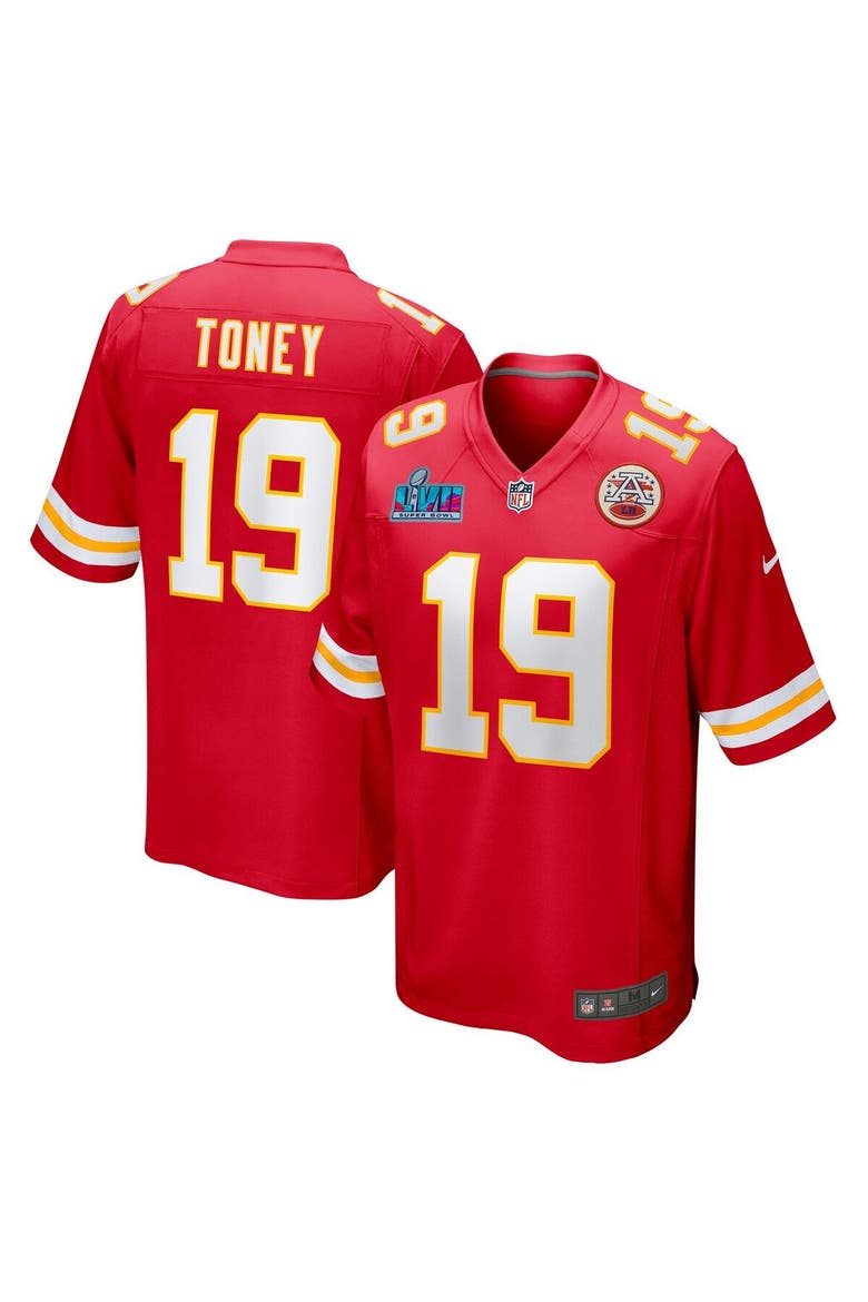 Men's Nike Kadarius Toney Red Kansas City Chiefs Super Bowl LVII (2022 Season) Patch Game Jersey, Main, color, Red
