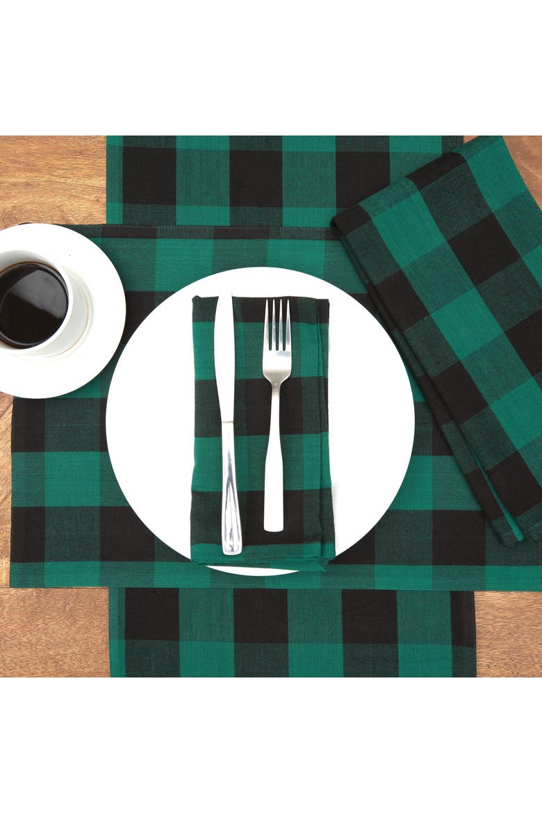 Franklin Spruce Black Napkin, Alternate, color, Green