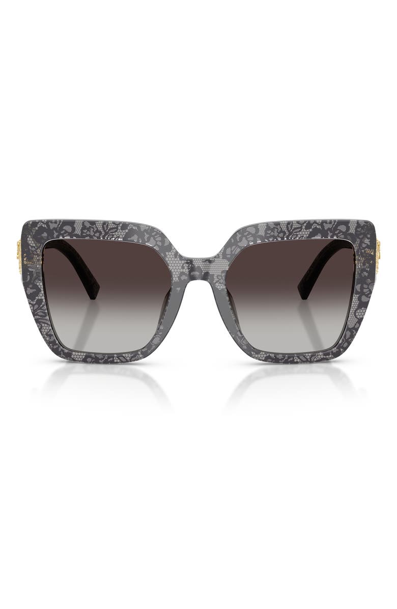 Dolce&Gabbana 54mm Square Sunglasses, Main, color, Print Black Lace / Grey