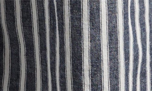 Shop Madewell Pinstripe Pleated Linen & Cotton Wide Leg Jumpsuit In Navy White Stripe