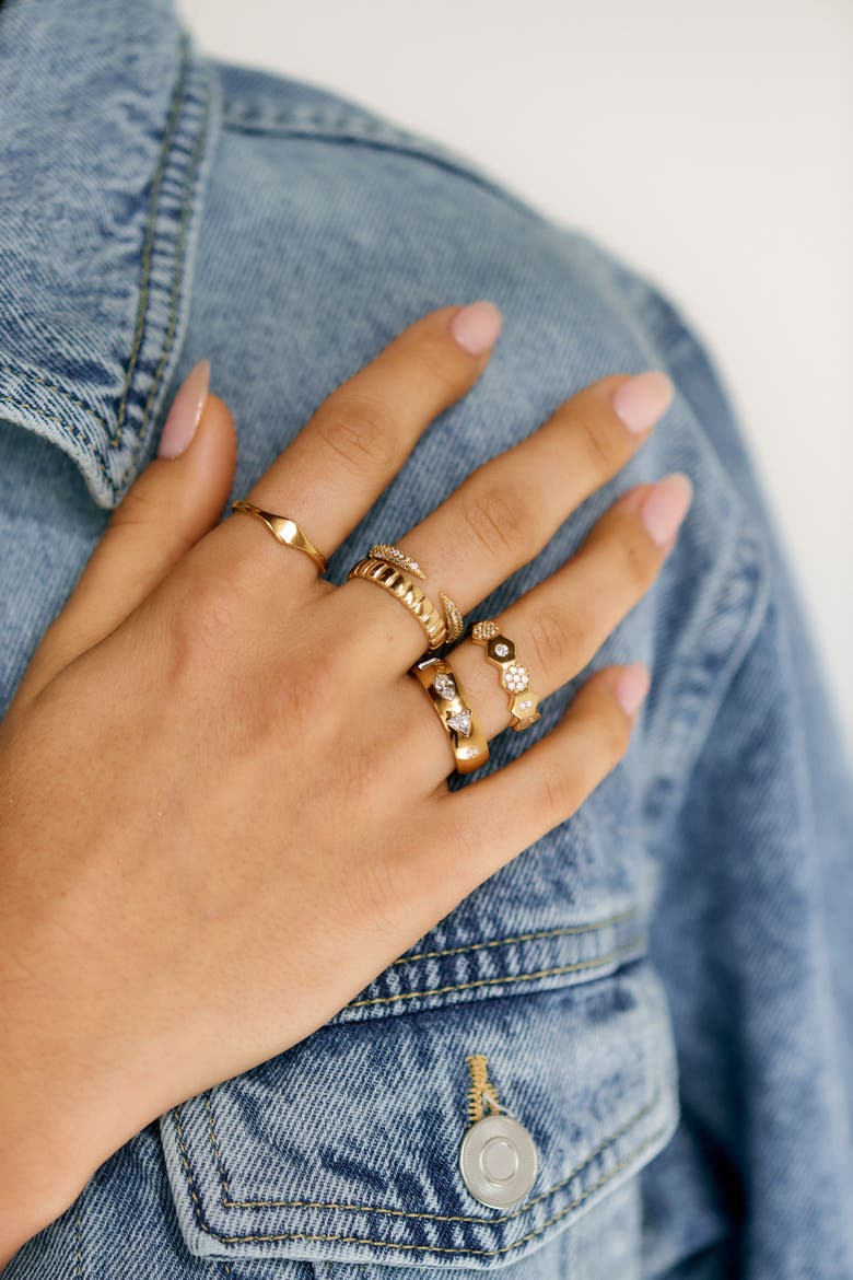 Open Rivet Ring, Alternate, color, Rosegold