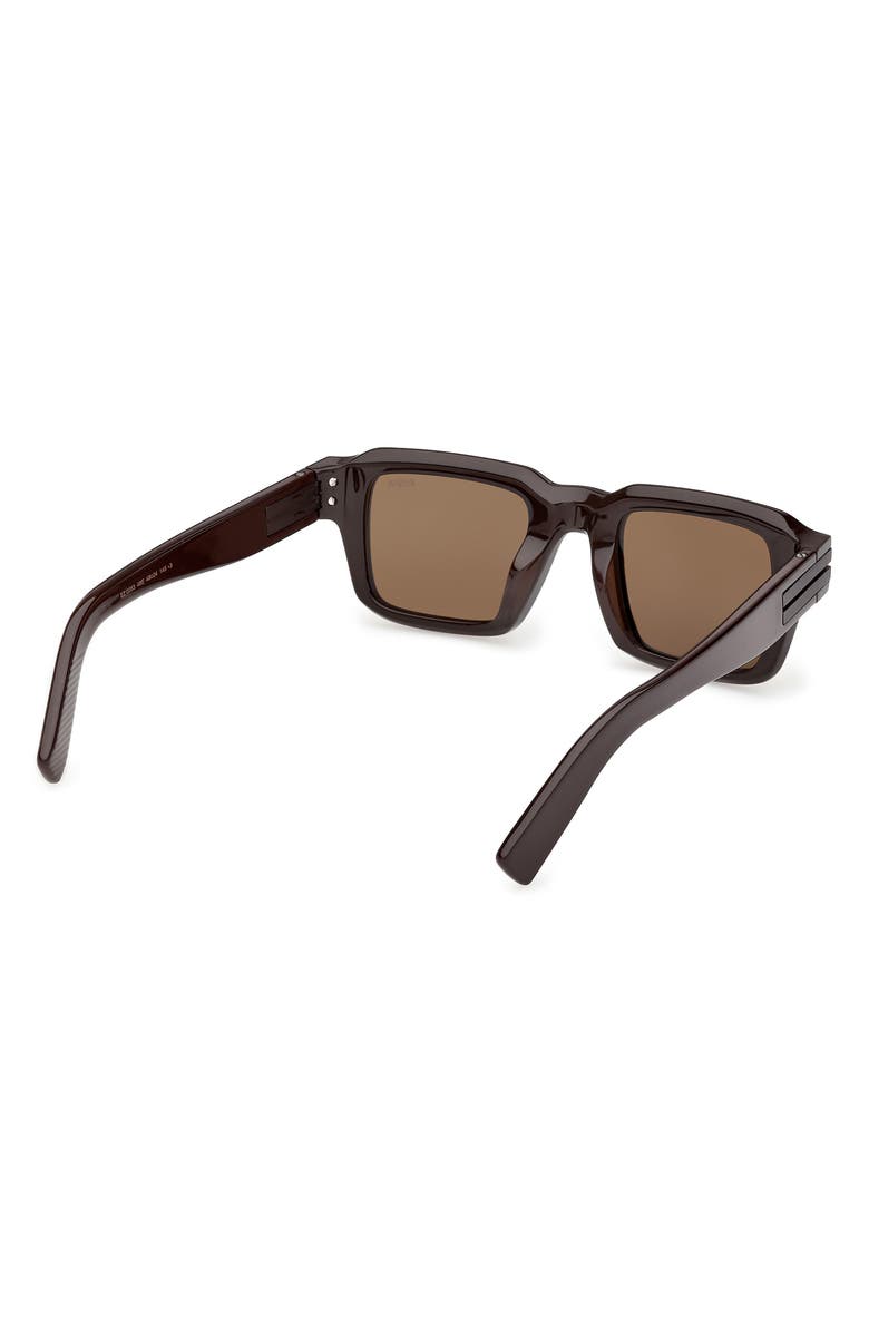ZEGNA 48mm Square Sunglasses, Alternate, color, Brown/ Gunmetal Trim/ Roviex
