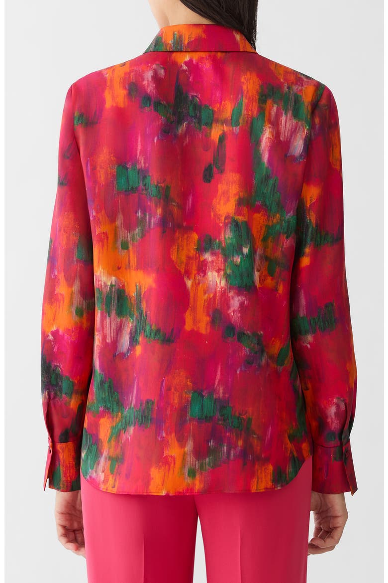 Blossom Print Silk Button-Up Shirt, Alternate, color, PINK PEONY MULTI
