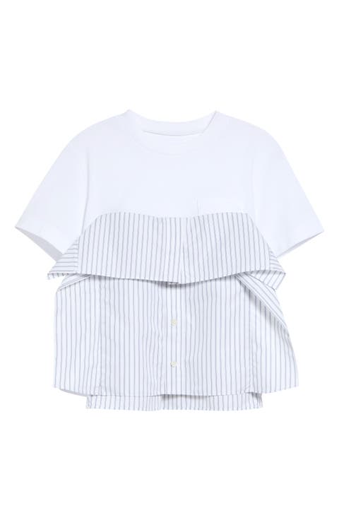 Mixed Media Poplin & Cotton Jersey T-Shirt