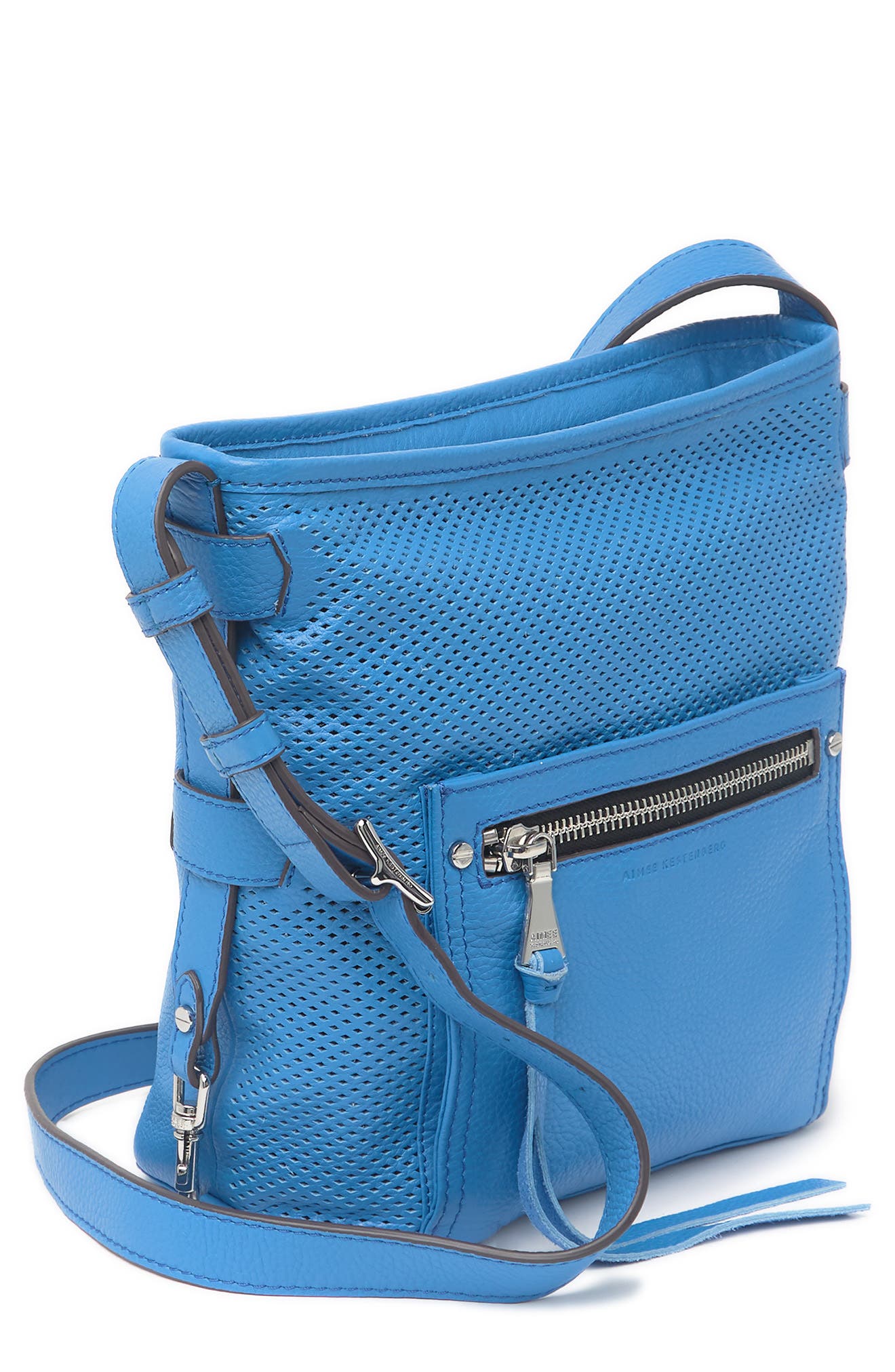 KESTENBERG Misfit Perforated Leather Crossbody Bag, Alternate, color, SKY BLUE