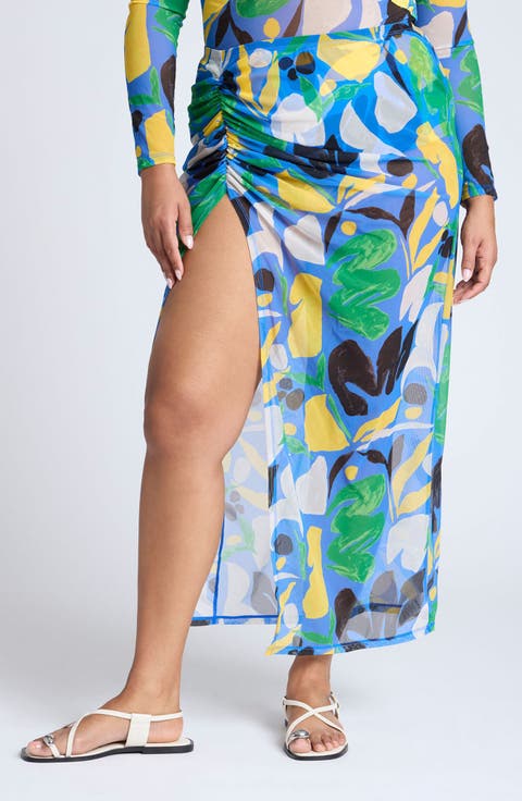Recolor Gathered Side Slit Cover-Up Sarong