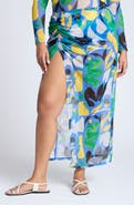 ELOQUII Recolor Gathered Side Slit Cover-Up Sarong