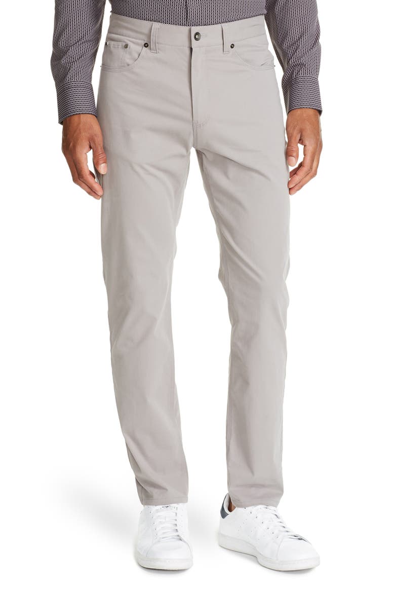 Leone Slim Straight Leg Twill Pants, Main, color, GREY