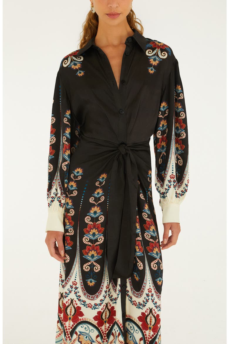 Nikita Long Sleeve Midi Shirt Dress, Alternate, color, BLACK