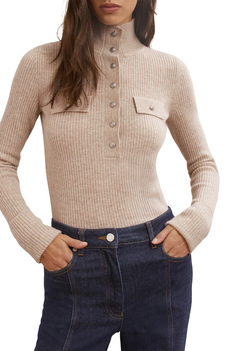 Reiss Elly Wool Rib Sweater, Alternate, color, Neutral