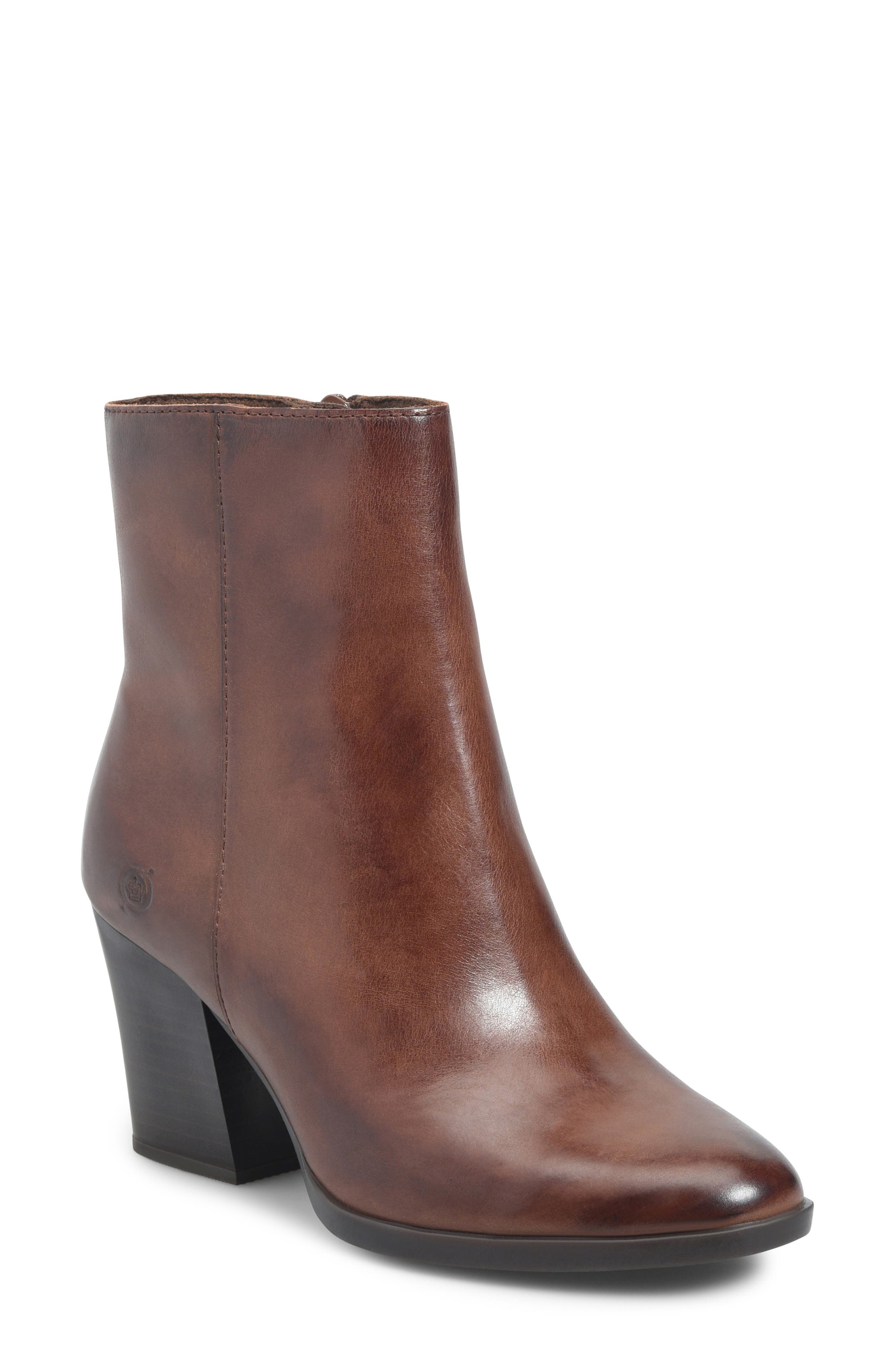 Elina Block Heel Bootie, Main, color, BROWN LEATHER