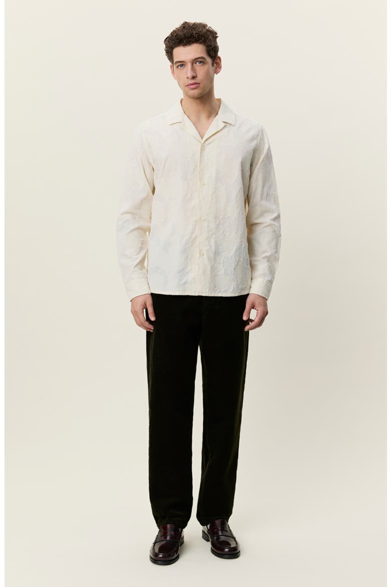Long Sleeve Flower Jacquard Camp Shirt, Alternate, color, LIGHT IVORY