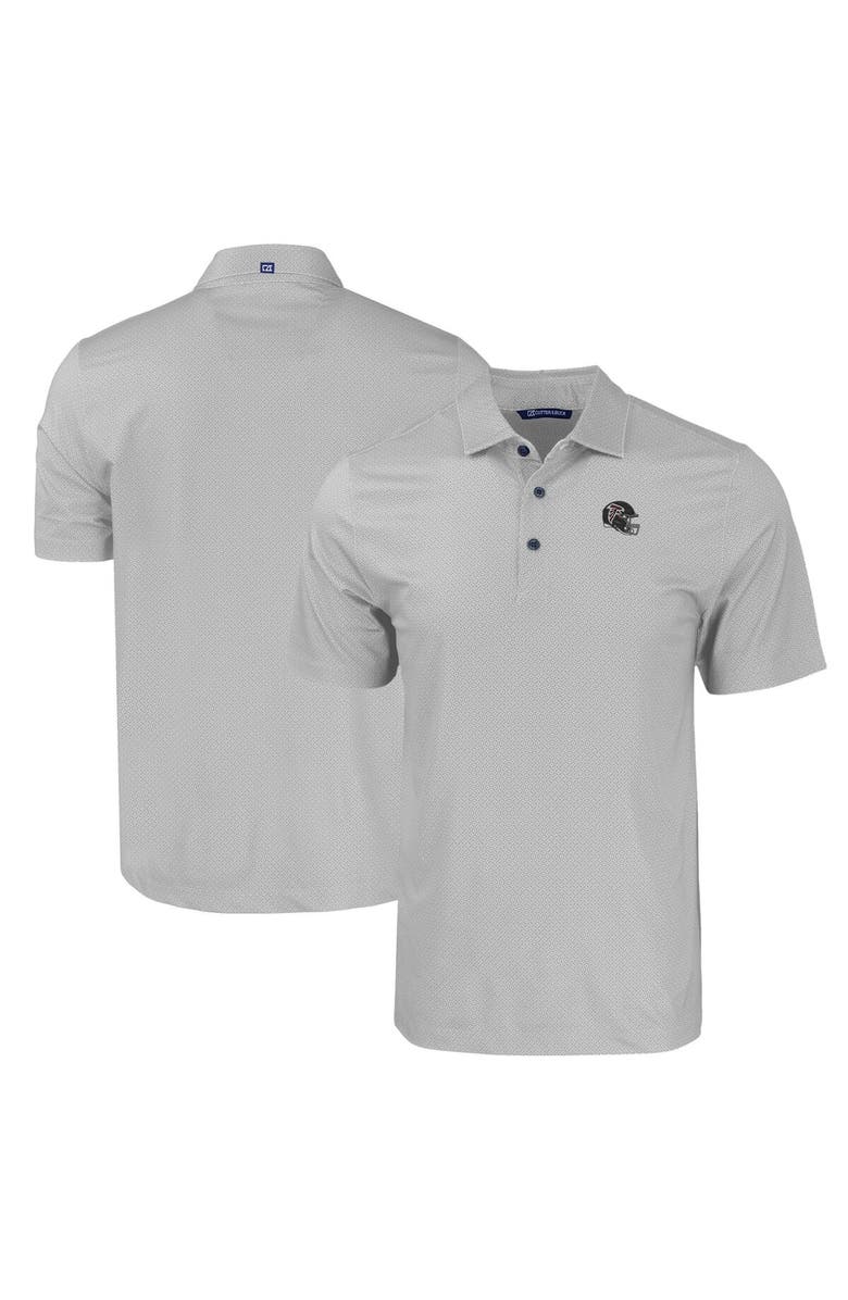 Cutter & Buck Men's Cutter & Buck Gray Atlanta Falcons Helmet Big & Tall Pike Eco Tonal Geo Print Stretch Recycled Polo, Main, color,