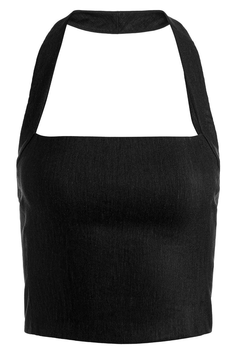Fiona Crop Halter Top, Alternate, color, BLACK