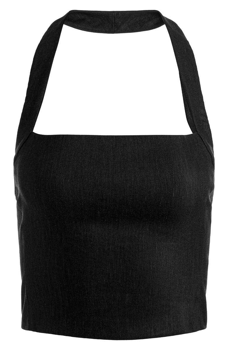 Alice + Olivia Fiona Crop Halter Top, Alternate, color, Black